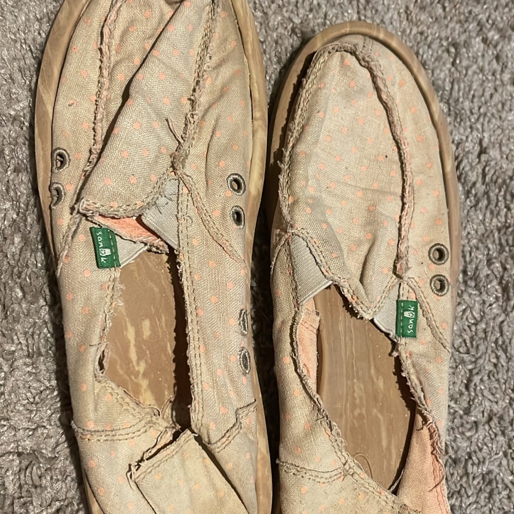 Sanuk Canvas Slip-On Shoes with Polka Dots